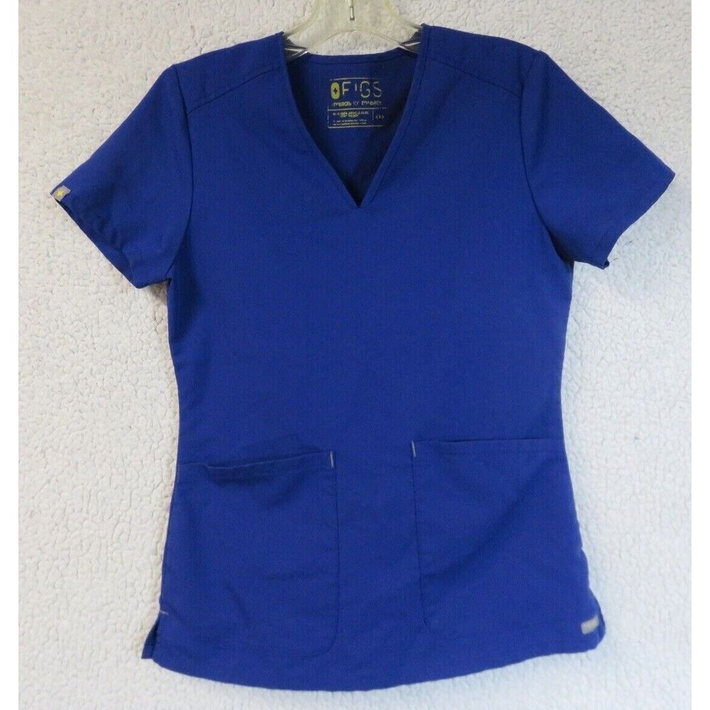 FIGS  Womens Size‎ XXS Blue Scrub Top Shirt Polyester Rayon